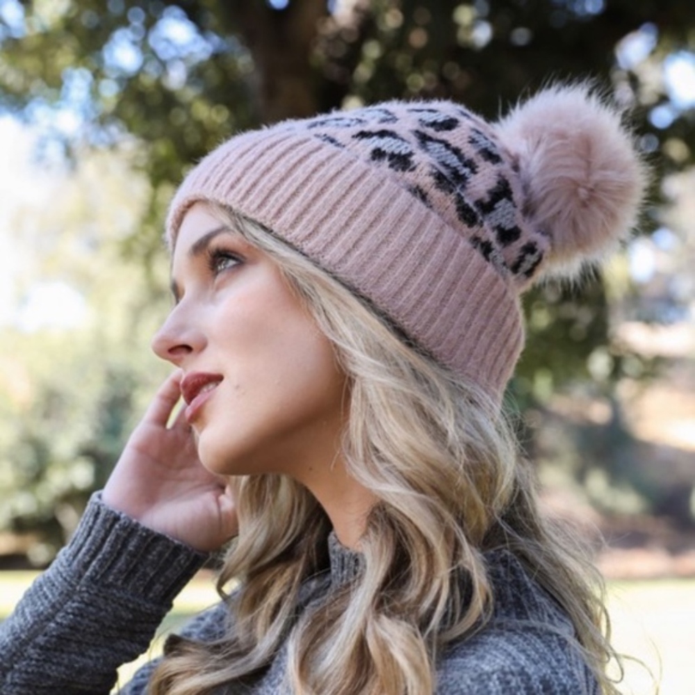 Leopard Print Fuzzy Faux Fur Beanie - Picture 5 of 8